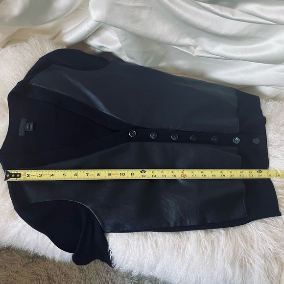 Banana Republic Leather Black Cardigan Sweater - Picture 7 of 9